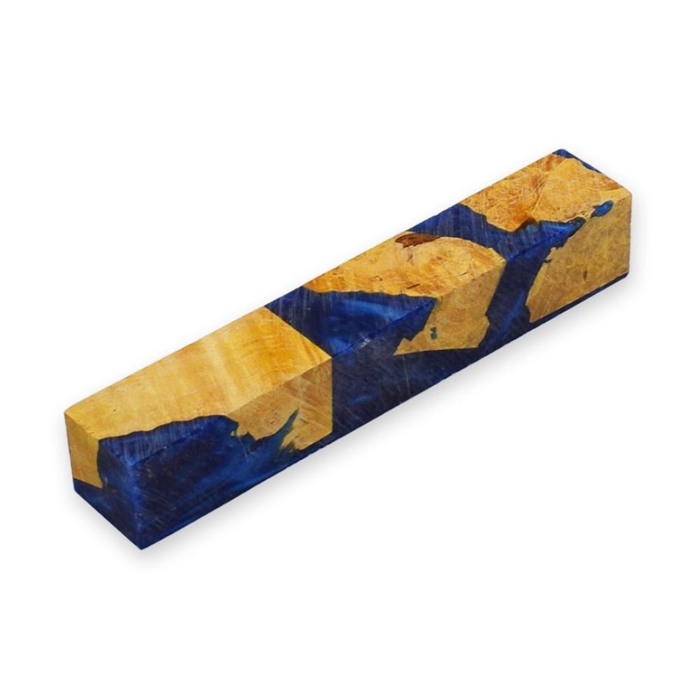 Pen blank Stabilisiertes Holz 130x20x20 mm Gelb und Blau Pfeifenecke